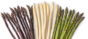 les asperges verte blanches violettes